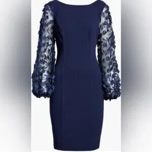 Eliza J Off Floral Sleeve Evening Dress 8
